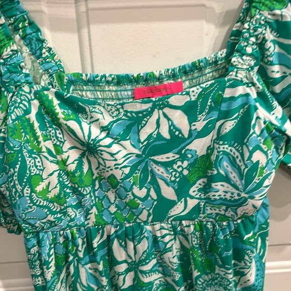 Lilly Pulitzer square necked fun fun dress in Blue and green - Picture 2 of 7